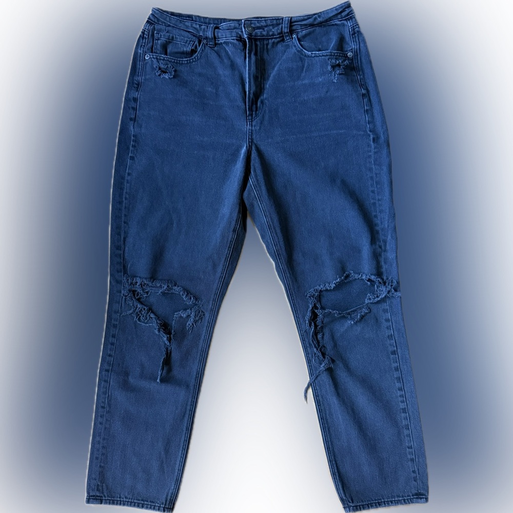 American Eagle Outfitters Black Distressed Mom Jeans